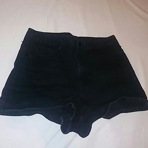 Black denim shorts